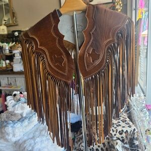 Handmade Cowhide Leather Fringe Shawl |